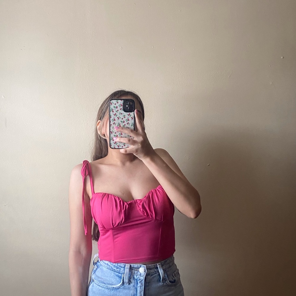 Tie Shoulder Bustier Top